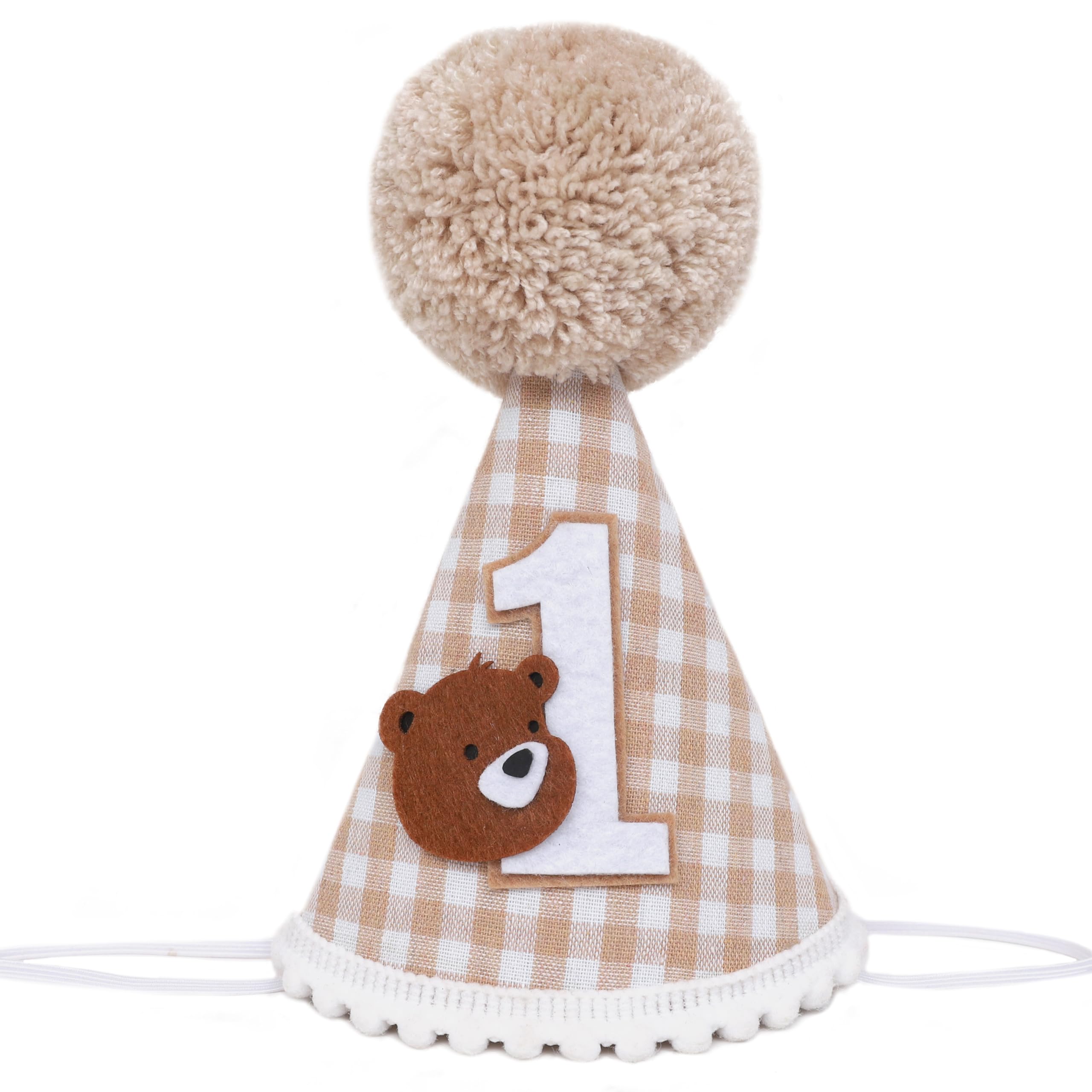 Sombrero de primer cumpleaños de oso de peluche, decoración de primer cumpleaños para niños, una corona de cumpleaños de campista feliz, decoración de primer cumpleaños del bosque, decoración de