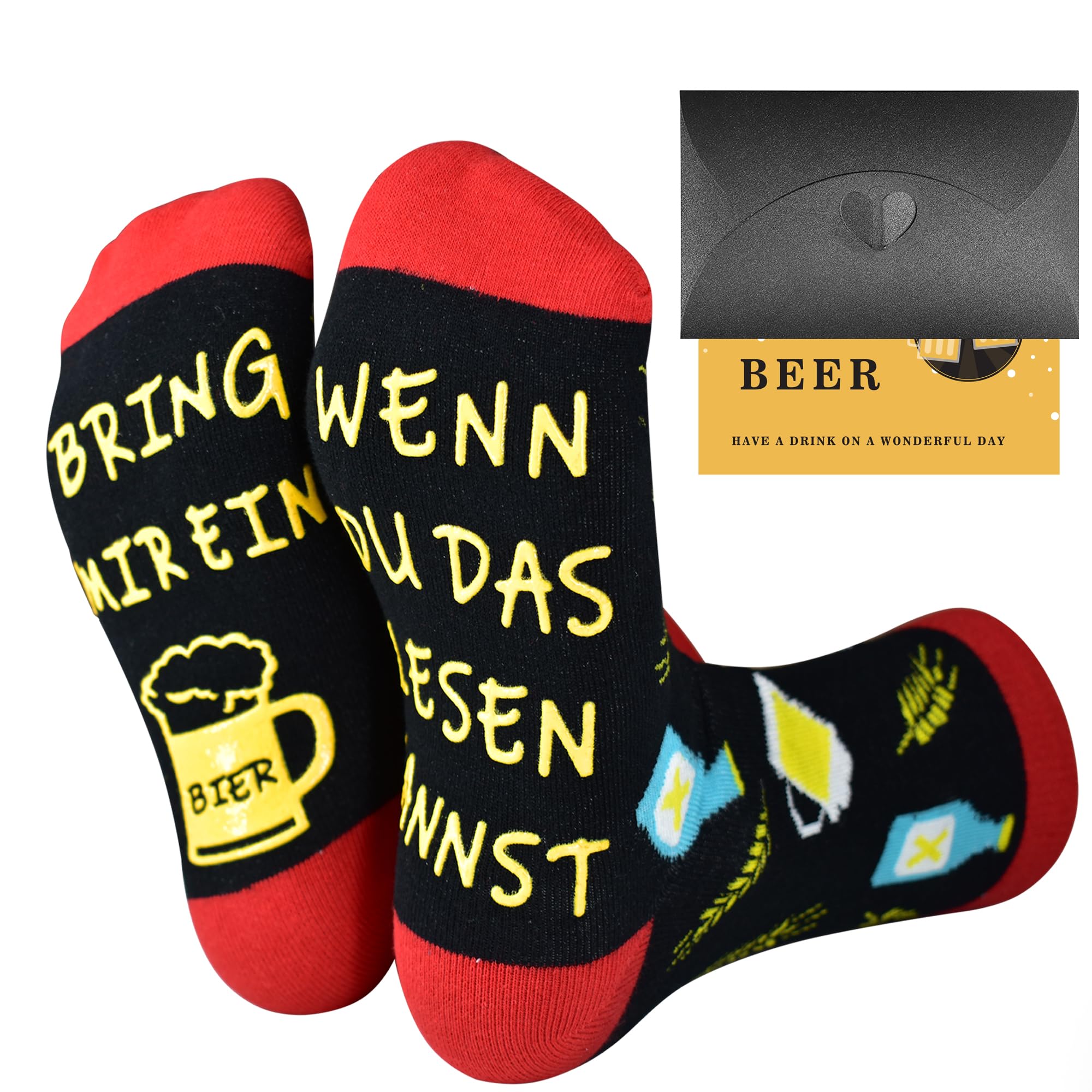 Bier Socken Herren 43-46 - Lustige Biersocken Mit Schlüsselanhänger Geschenk