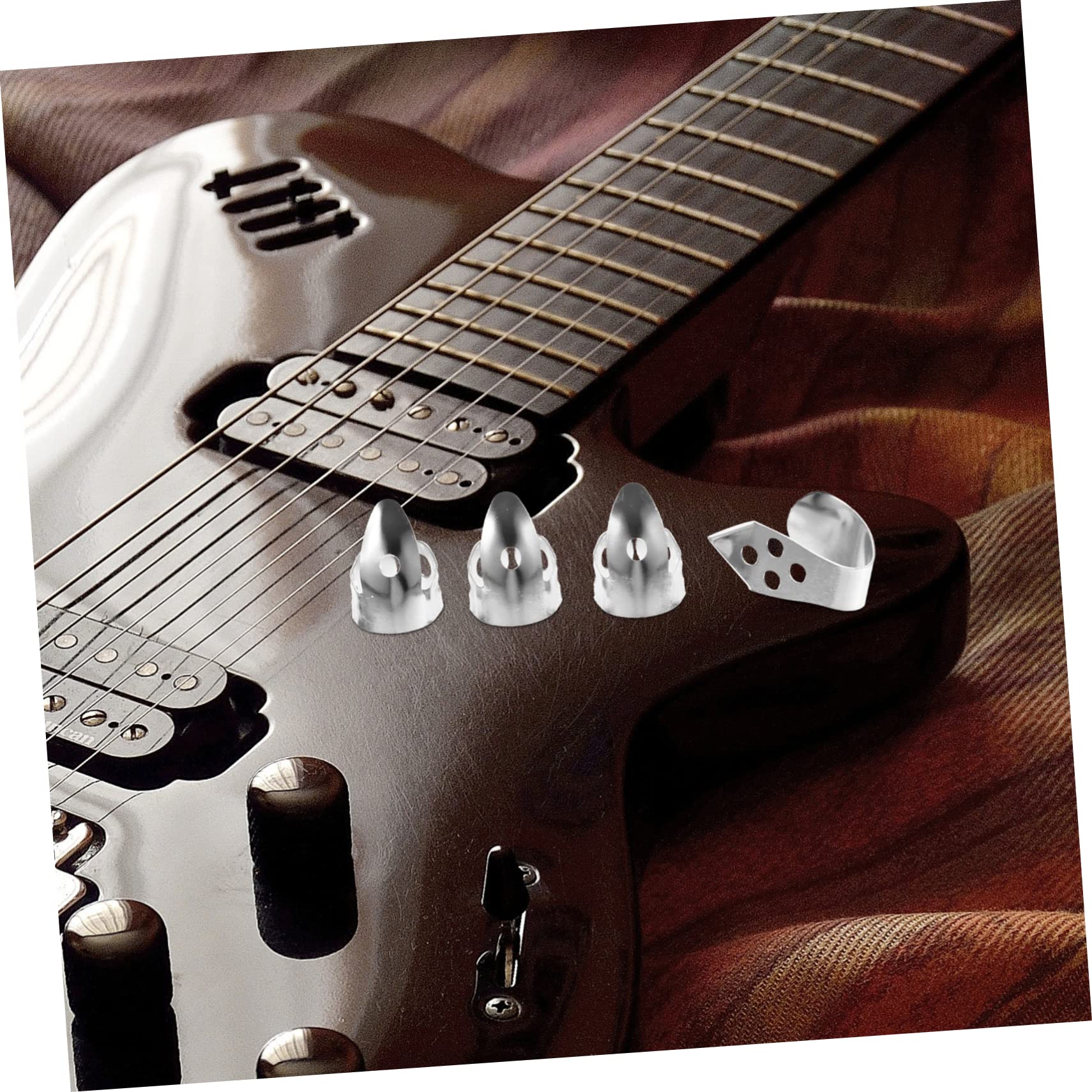 VICASKY 8juegos Púas De Metal Para Guitarra Protector De Dedos Accesorios Para Guitarristas Púas Para Dedo Índice Color Plateado Para Guitarra y Eléctrica
