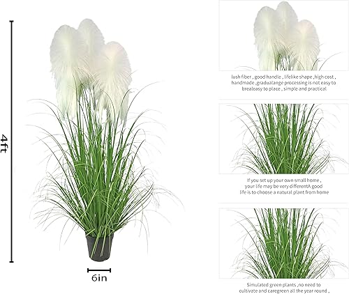 Miniatura 2 de VIGGDA Planta artificial de 47 pulgadas (paquete de 1) planta de césped artificial, plantas artificiales decorativas para interiores y hogares,