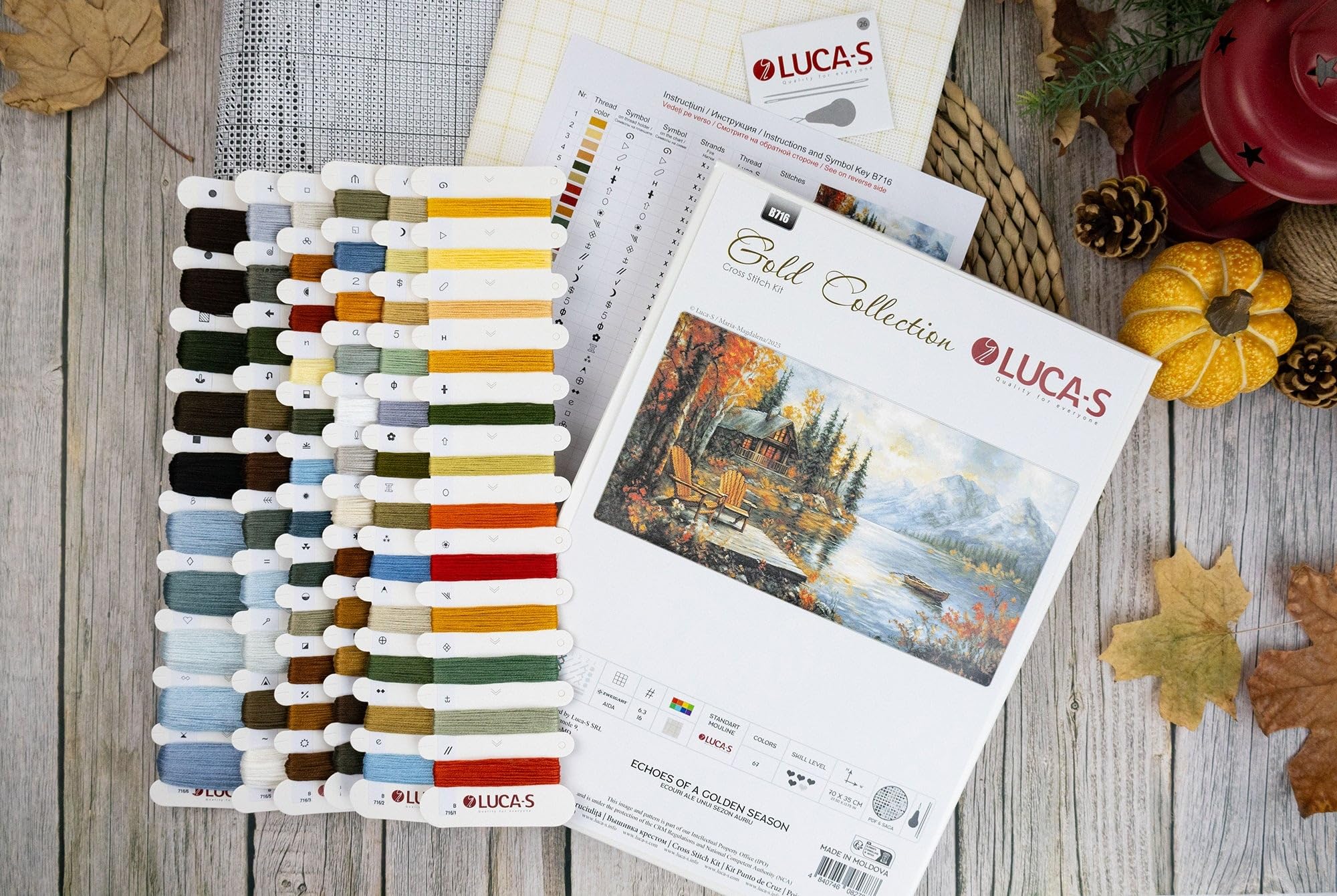 Luca-S Cross Stitch Kit Gold - Echoes of a Golden Season, B716, Counted Cross Stitch Kit for Adults Needlecraft and Embroidery Kit - Image 3