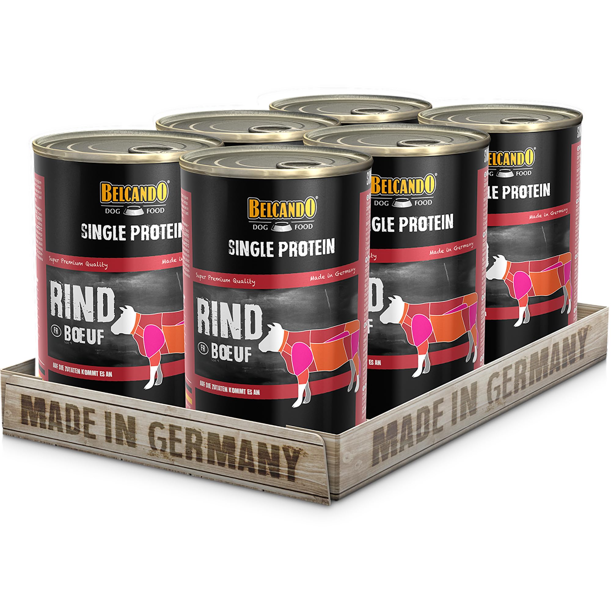 BELCANDO Single Protein Boîte [6x400g Bœuf] | Nourriture Humide monoprotéique pour Chiens | Nourriture Humide monoprotéique
