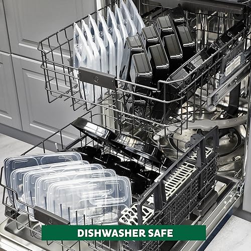 Miniatura 7 de Freshware Contenedores de preparación de comidas [paquete de 150] 3 compartimentos con tapas, recipientes de alimentos, lonchera, apilables, caja