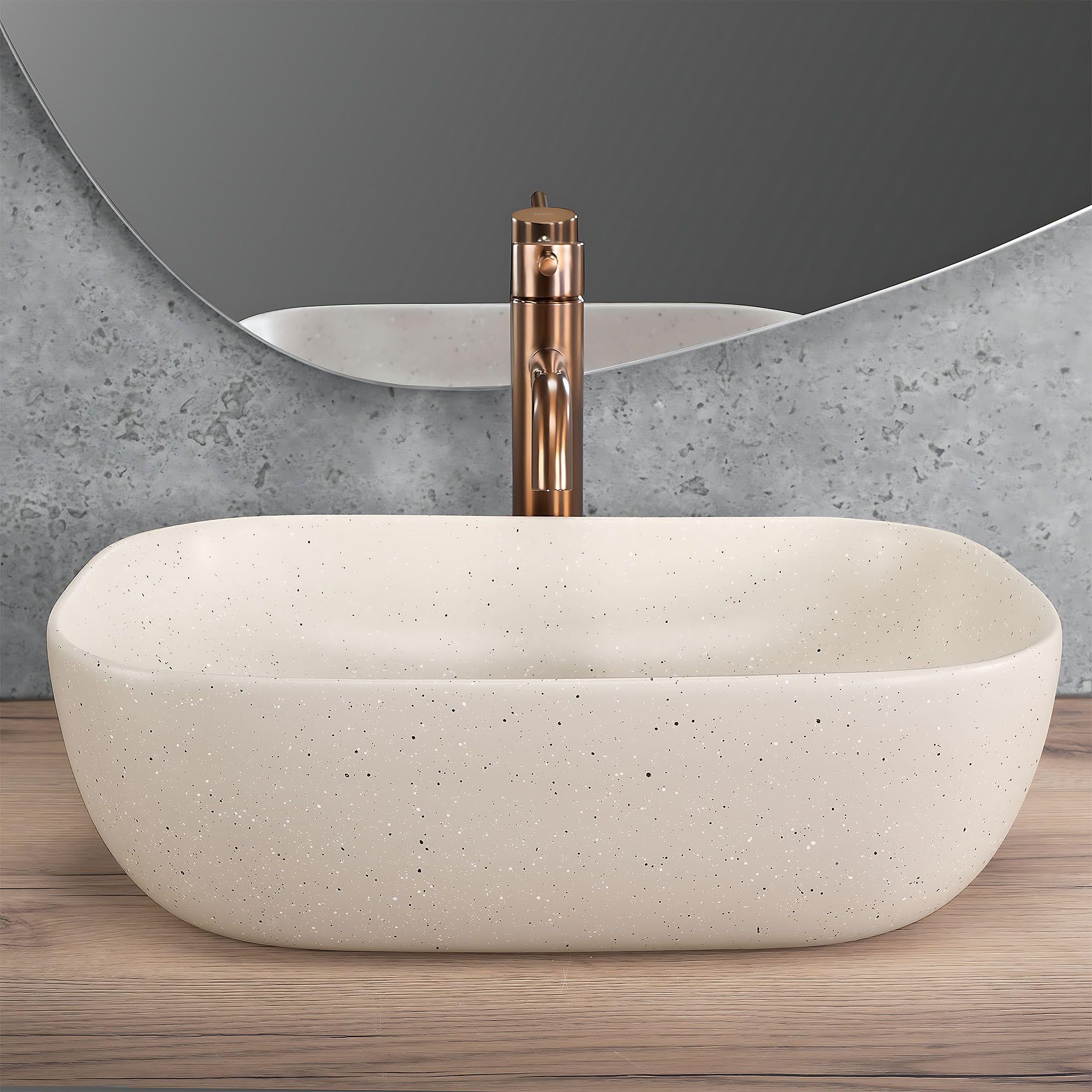 Lavabo Sobre Encimera Rea Belinda Sandy Beige 46,5X33X13,5Cm