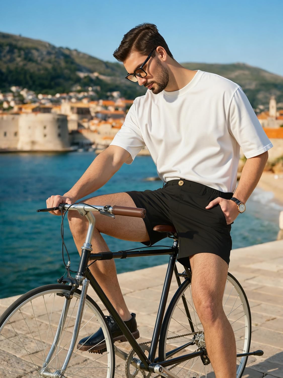 Arcweg Mens Casual Shorts 6 inch Inseam Stretch Golf Shorts Water Friendly Active Hybrid Shorts Regular Fit