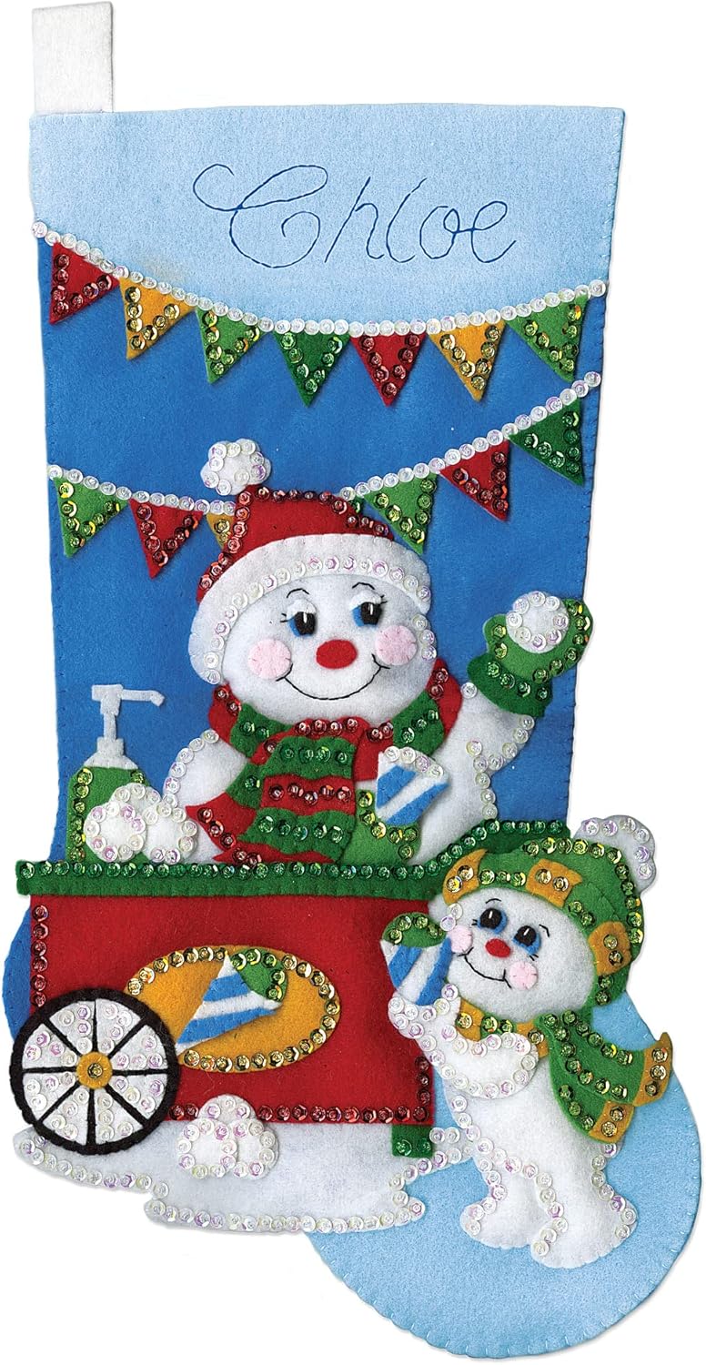 Snowcone Snowman Felt Stocking Kit