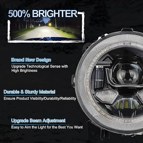 Miniatura 4 de Faros delanteros LED redondos de 9 pulgadas de repuesto para Jeep Wrangler JL JLU Unlimited Gladiator JT 2018-2025, faros delanteros antirreflejos
