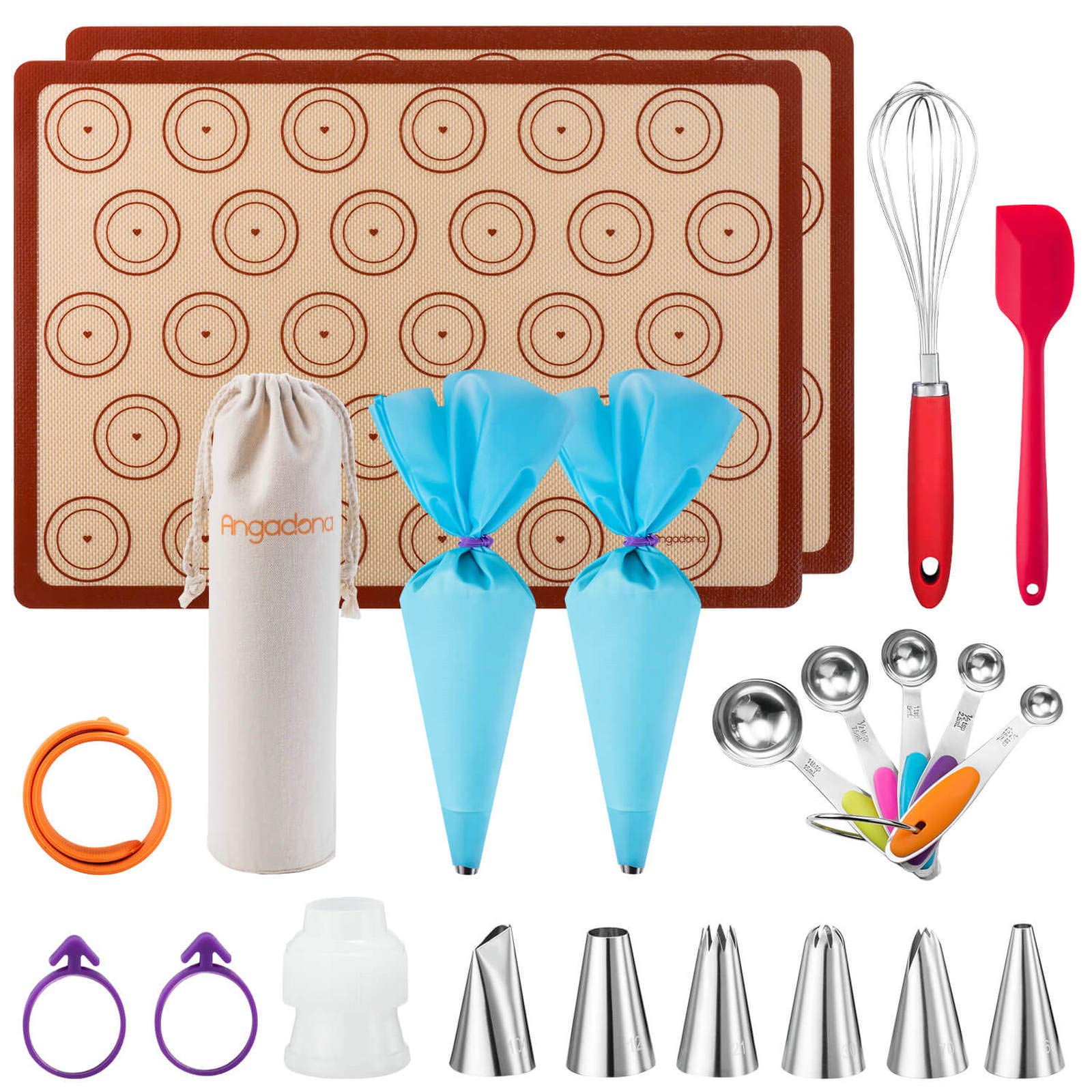 Angadona Macaron Kit Silicone Baking Mats - Macaron Baking Kit Suppliers Sheet Set for Beginners and Professionals