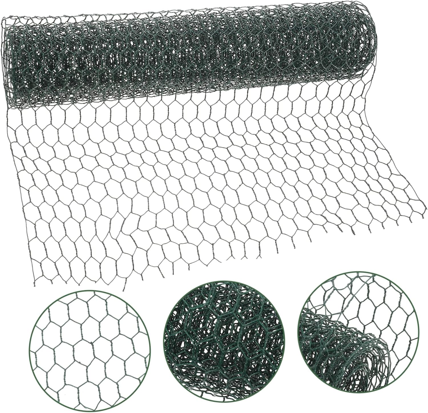 ORFOFE Hexagonal Wire Mesh Garden Fence Netting for Poultry Multi-use Metal Wire Net Green Coating Sturdy Ventilation Netting for Craft Projects and Garden Protection