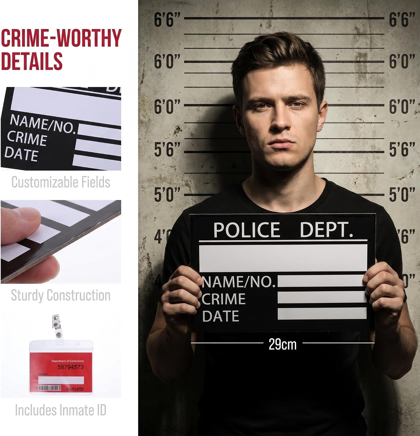 Zerodeko Reusable Jail-Themed Photobooth Props Made of Paper for Halloween and Prom Party Supplies with Visual Impact, for Prison Party and Event Photography