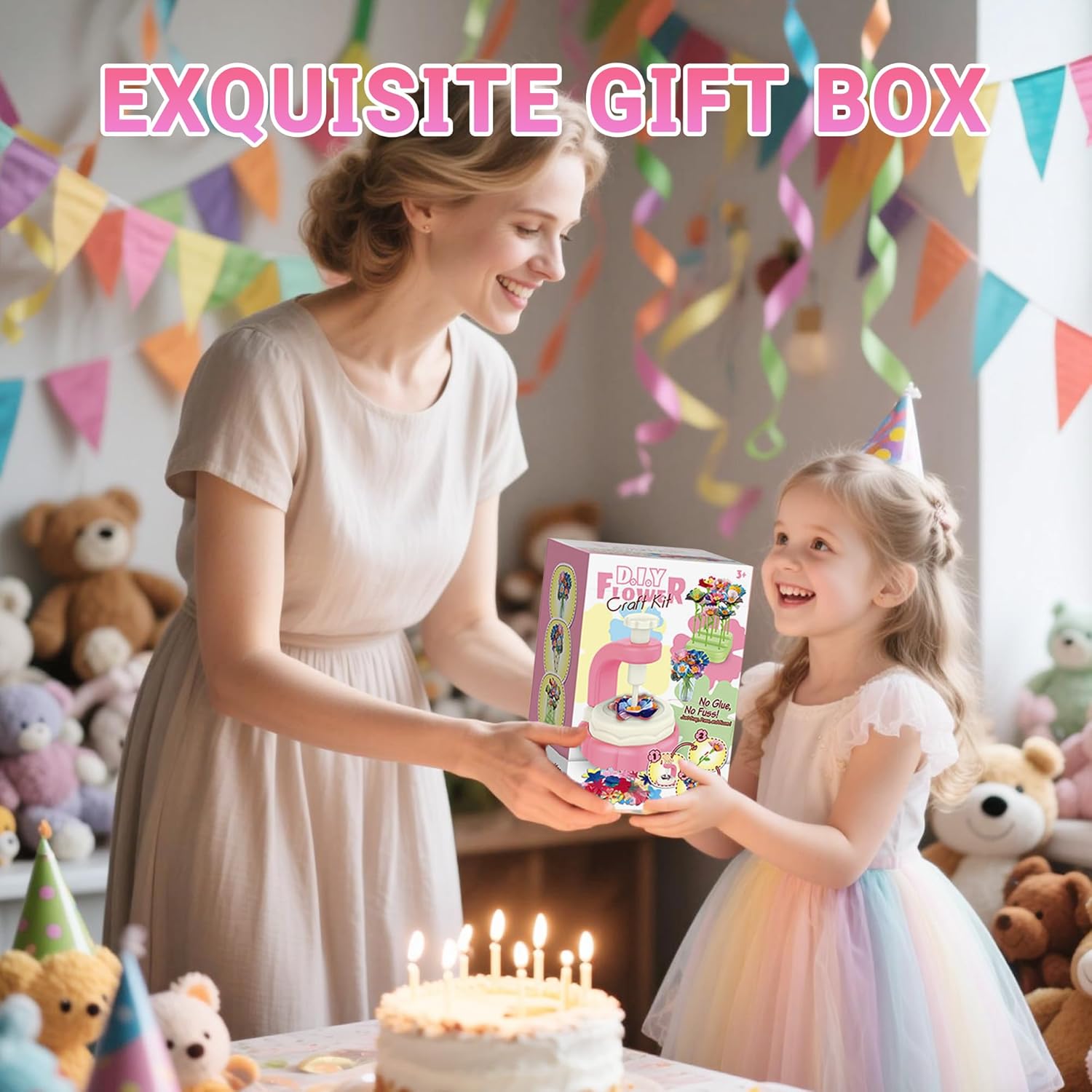 Flower Bouquet Craft Kit, DIY Arts and Crafts Toys for Kids 4-6-8, Poke Crafts for Girls, Make Your Own Bunch of Flowers, Arts and Crafts for 4 5 6 7 8 Years Old Girl Birthday Gift