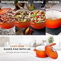 Vista 8 de Onader Cacerola de 2 cuartos de galón con tapa, sartén de hierro fundido esmaltado, olla pequeña para salsa de cocina, olla esmaltada para horno