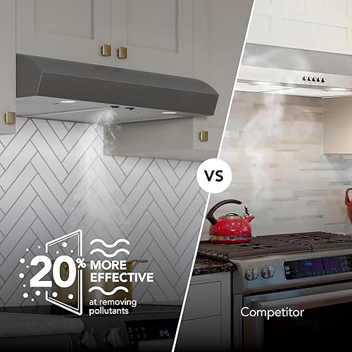 Miniatura 4 de Broan-NuTone MTR1303BLS Campana extractora debajo del gabinete de 30 pulgadas, Energy Star, soplador máximo 350 CFM, acero inoxidable negro