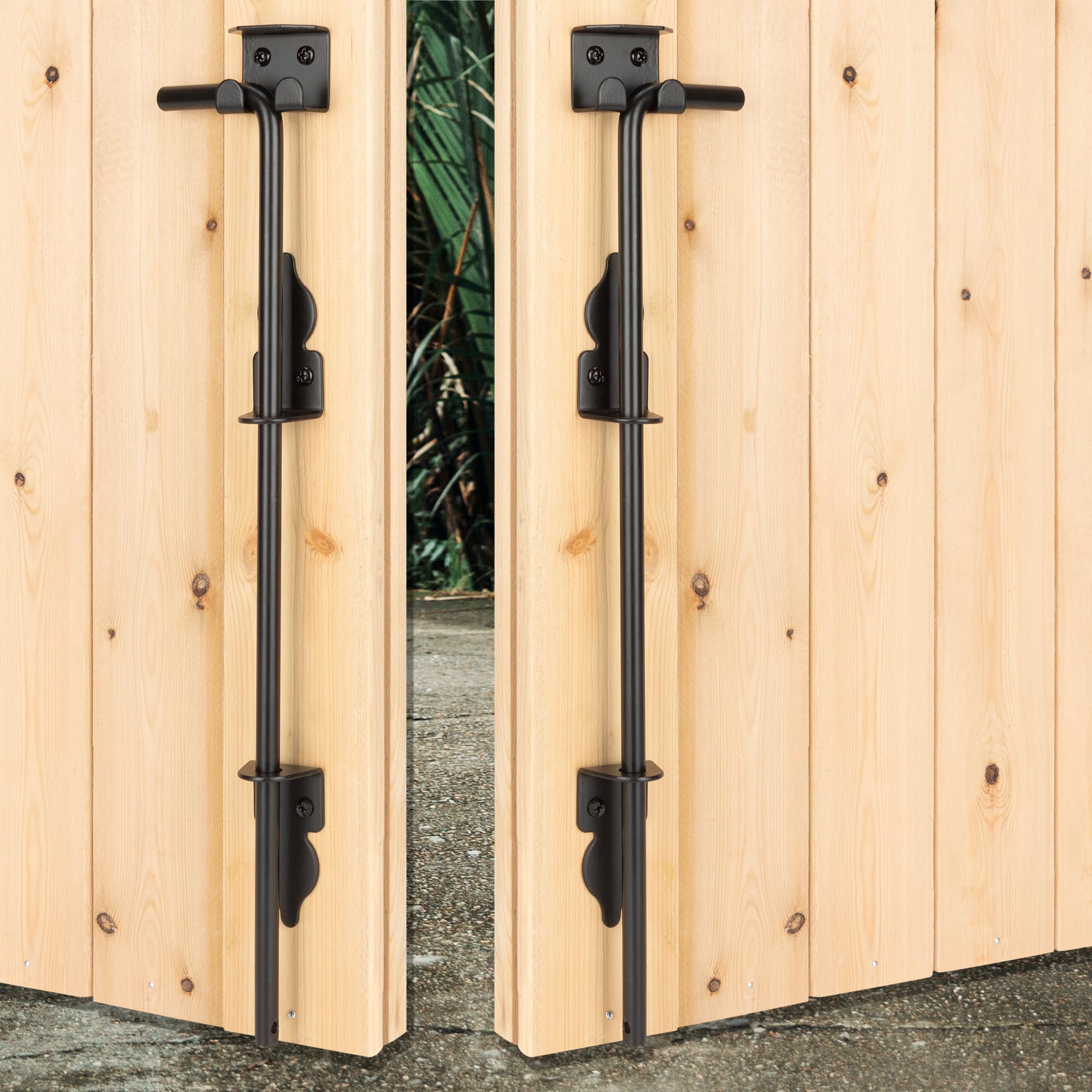 36" Heavy Duty Cane Bolt Gate Drop Rod-Steel Gate Ground Latch Designed for Wood Metal Vinyl Gates or Double Doors Fence Applications-2 Pack