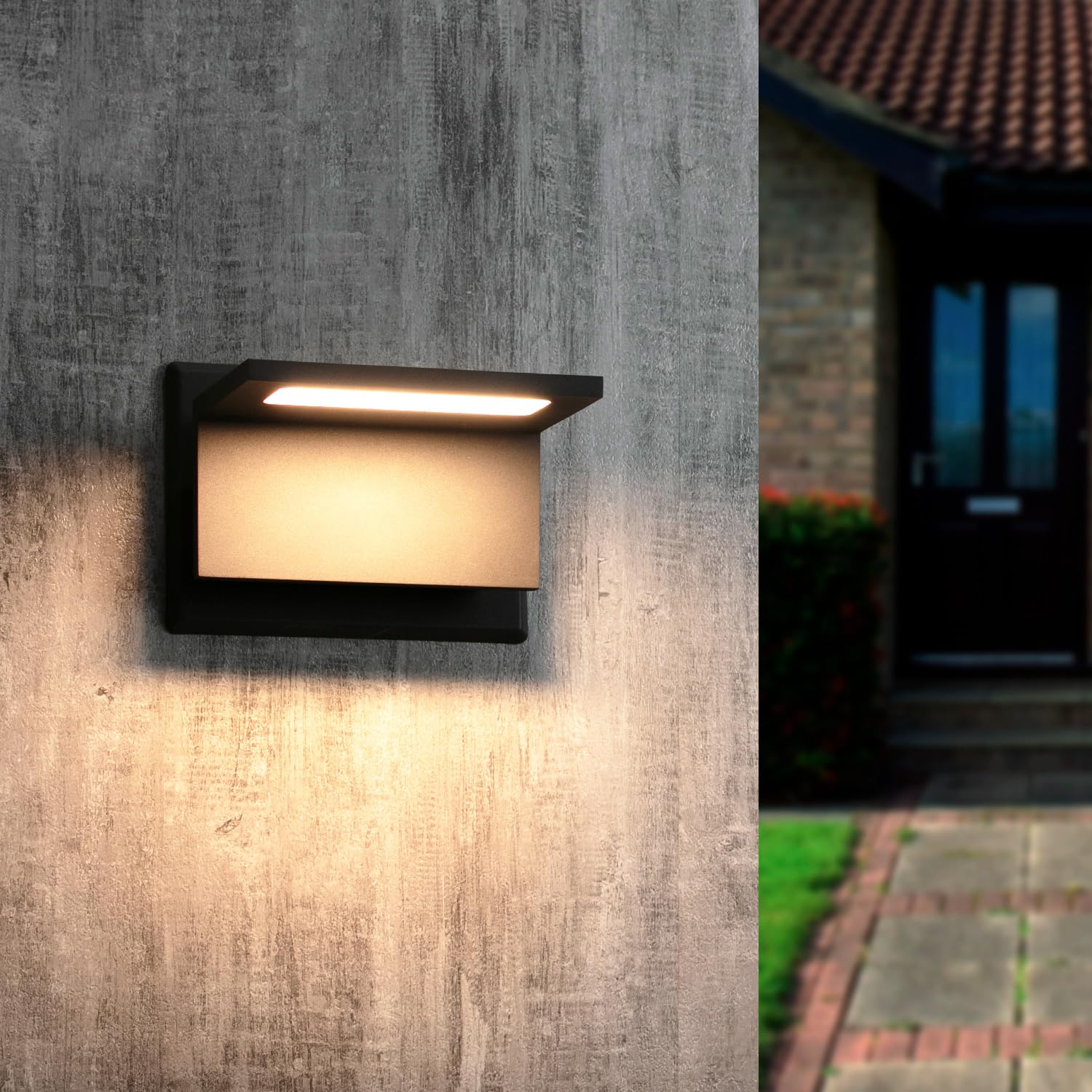 Modern Outdoor Wall Lights LED Wall Sconce Aluminum Porch Lights Exterior Lighting Fixtures Matte Black Outside Wall Mount Lights for Front Door House