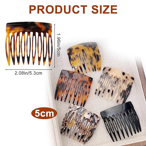 Miniatura 6 de YONOY 5 peines laterales franceses para cabello, pequeños peines para peinar el cabello, peines decorativos franceses para moño, accesorios para