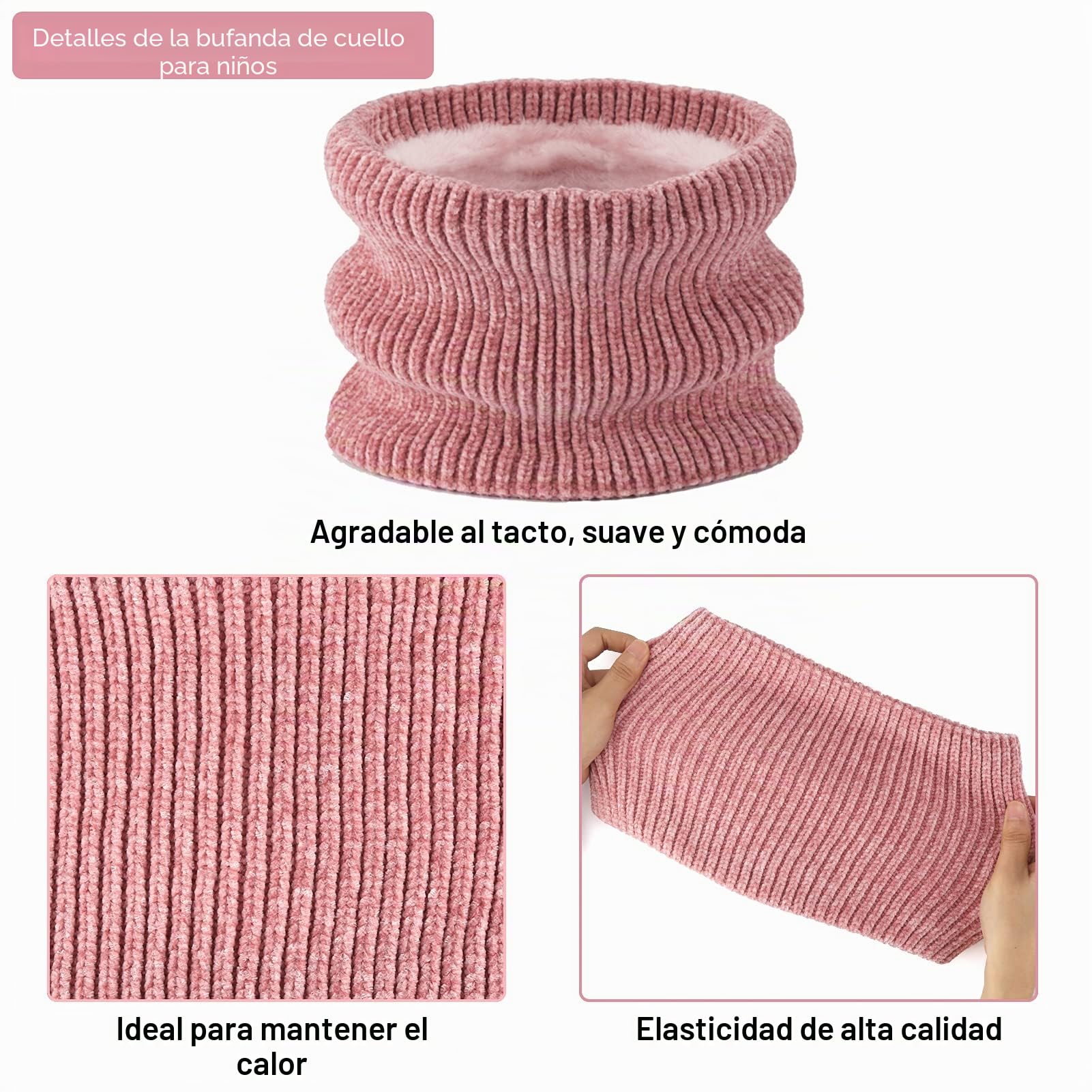 Bequemer Laden Niños Invierno Gorro Termicos Guantes Tactiles Bufanda Conjunto con Gorra Pompón Forro Polar Regalo Niñas Niños 3-10