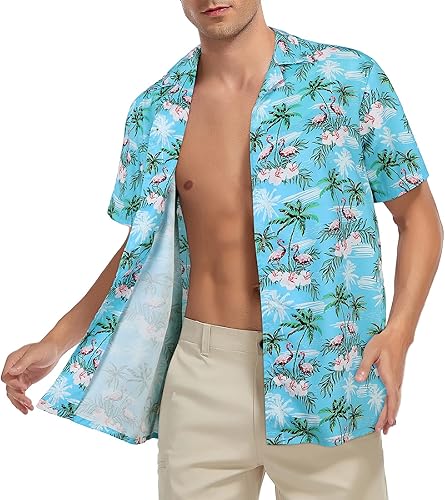 Miniatura 4 de American Trends Camisa hawaiana para hombre, camisas casuales de playa con botones, camisas tropicales de manga corta para hombre
