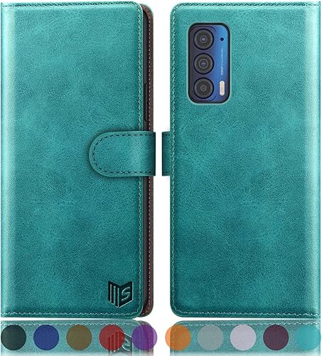 SUANPOT Funda tipo cartera para Motorola Moto Edge 5G UWEdge 2021 con bloqueo RFID, soporte para tarjetas de crédito, funda de piel sintética con