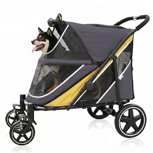 Halitaa Extra Large Pet Stroller 130 lbs Yellow