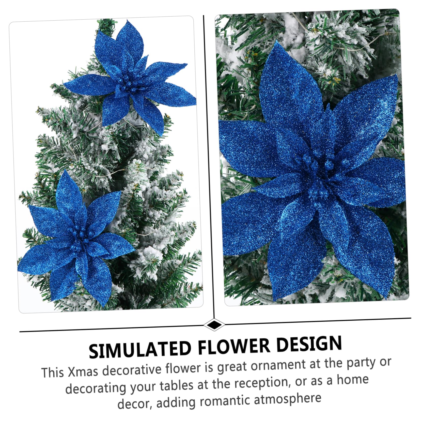 Cabilock 18piezas Flores Artificiales De Navidad para Decoración De Árbol Adornos Navideños De Poinsettia Simulación Floral para Hogar y Fiestas