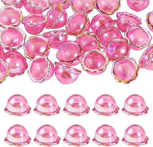 Vista 44 de FASHEWELRY 10 piezas Tapas de Flores de Vidrio Hechas a Mano Cuentas Florales de Cristal Transparentes en Forma de Trompeta Espaciadores de Flores a