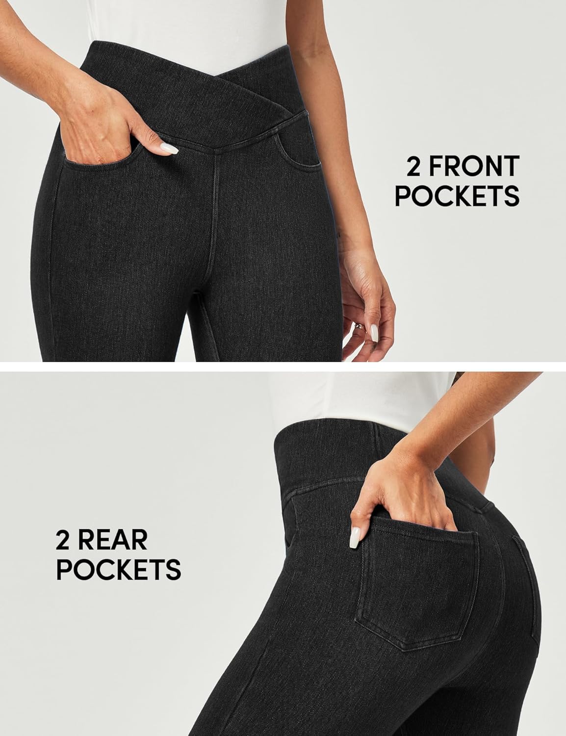 IUGA Stretchy Capri Jeans for Women Pull On Jeggings Tummy Control Jean Capris Pants Capri Leggings for Women with Pockets - Image 5