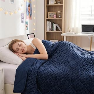 yescool Weighted Blanket for Adults 10 lb, 48 * 72in Twin Full Size Heavy Throw Blanket for Better Sleep, Blue