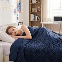 yescool Weighted Blanket for Adults 10 lb, 48 * 72in Twin Full Size Heavy Throw Blanket for Better Sleep, Blue