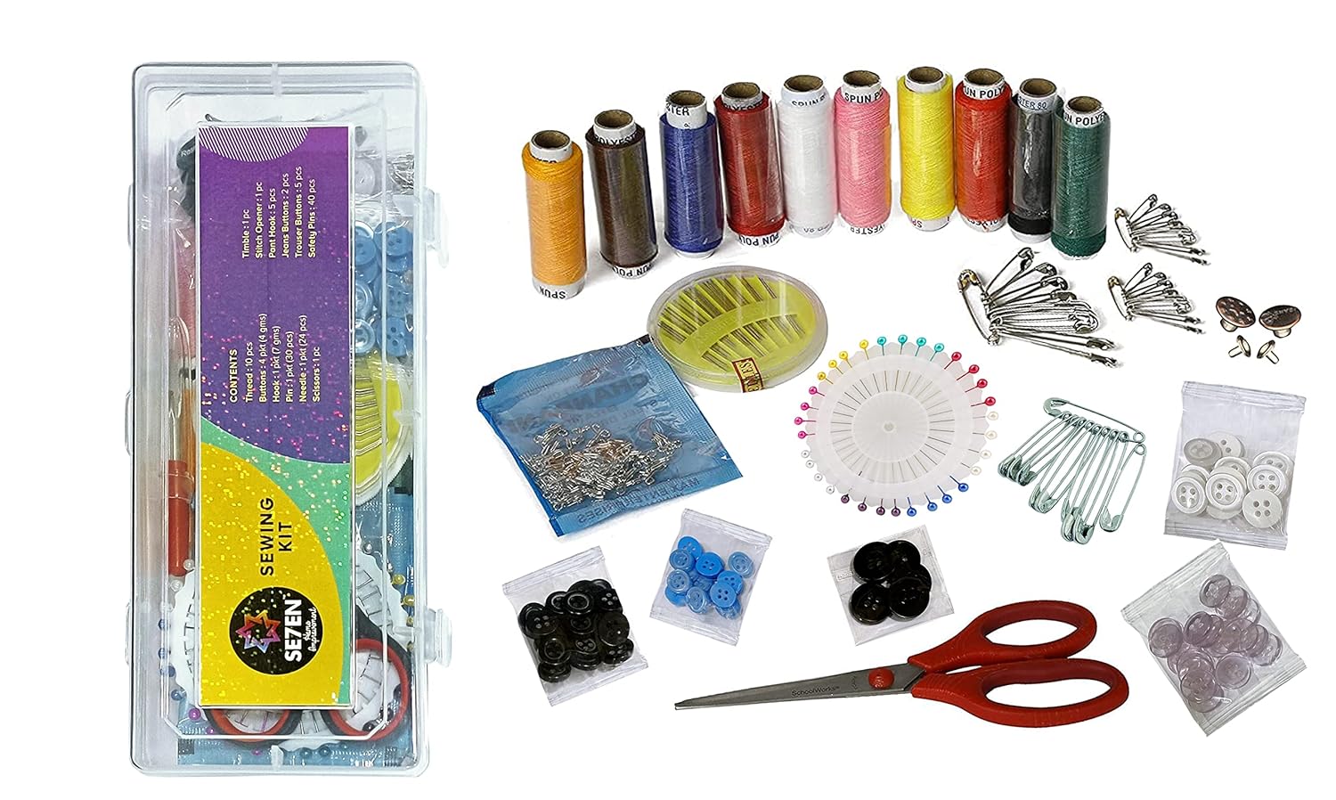 Se7en 12 Contents Sewing Kit Needle and Thread Box Sui Dhaga Kit