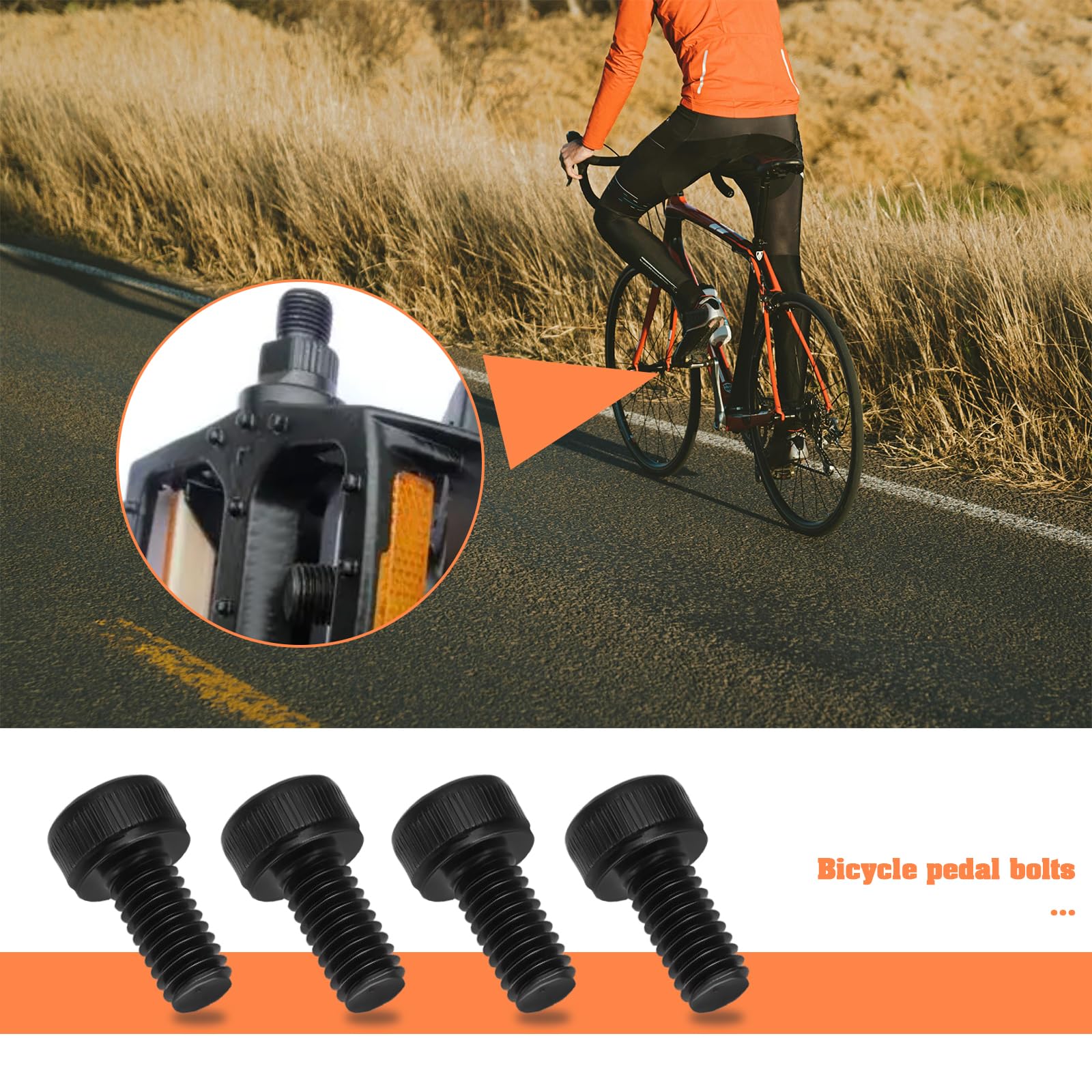 ECSiNG 48Pcs Bike Pedals Bolts Screws M4 x 8mm Inner Hexagon Threaded Screws 40Cr Pedal Pin Compatible with Horizon Pro Sam Hill Flat CL Black : Sports & Outdoors