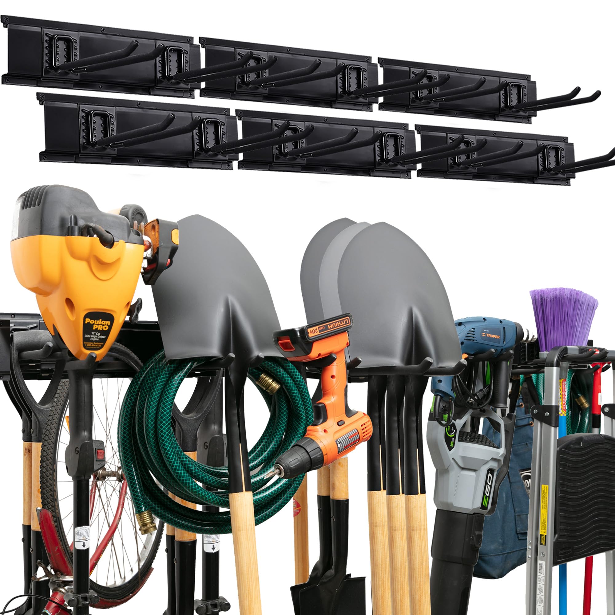 TIDYME Garage Tool Organizer Wall Mount, 96", 6 Racks 12 Hooks, 600 lbs