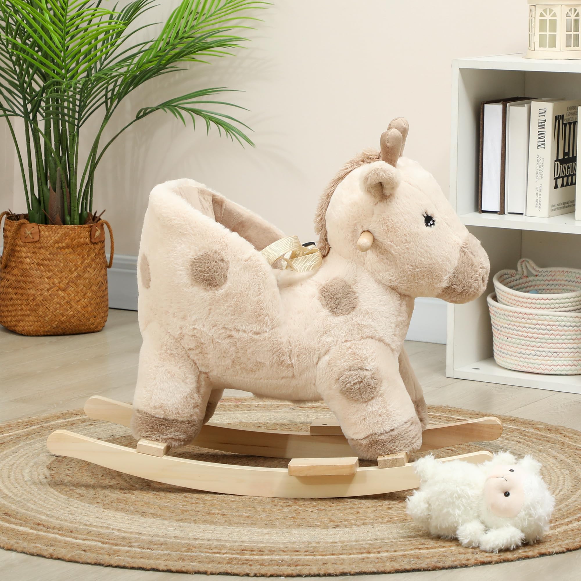 AIYAPLAY Cavallo dondolo bambini effetto sonoro 12-36 mesi Beige
