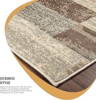 Vista 7 de Superior Alfombra de pasillo para interiores, respaldo de yute, decoración moderna de patchwork geométrico para dormitorio, oficina, sala de estar