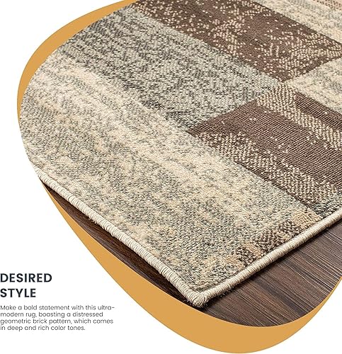 Miniatura 7 de Superior Alfombra de Área Interior, Respaldo de Yute, Decoración de Suelo de Patchwork Geométrico Moderno para Dormitorio, Oficina, Sala de Estar,