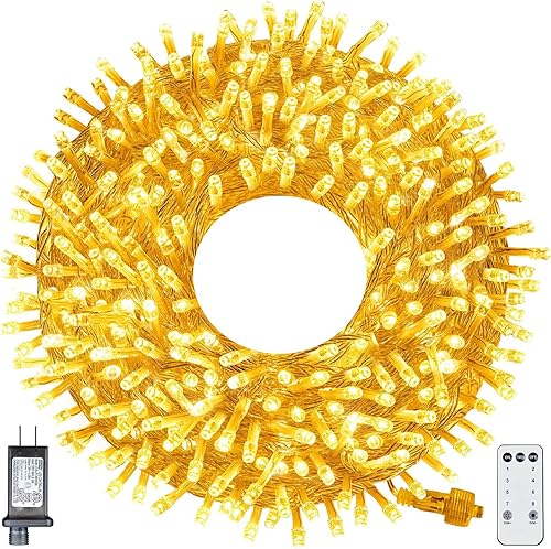 Miniatura 18 de Tira de luces de Navidad para exteriores, 108 pies, 300 luces LED con 8 modos y control remoto con temporizador, conectable de extremo a extremo,