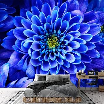 Purple Flowers Wall Mural Large Wallpaper, Flower Closeup Removable Wall Sticker, Modern Large Sticker for Living Room Bedroom Office Kids Room Wall Deco