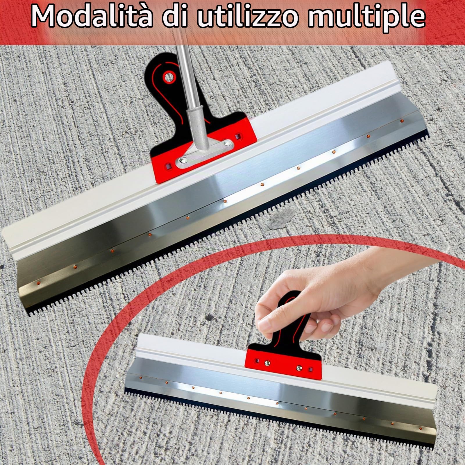 Kit di Strumenti Autolivellante per Pavimenti, Spatola di Compensazione Professionale Spatola Dentata per Cemento 560 MM Utensile per livellamento Pavimenti con Asta Telescopica 200 cm