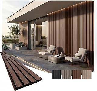 From Plain to Beautiful in Hours WPC Exterior Wall Slat Panels Waterproof Outdoor Composite Siding Cladding 94.5 in x 8.62 in 28.3 Sq.Ft Ipe 5 Pack