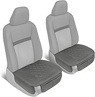 Vista 6 de Motor Trend Car Seat Cushion, 2 Pack - Diamond Stitched Faux Leather Seat Covers for Cars Trucks SUV, Gray Padded Car Seat Covers with Storage