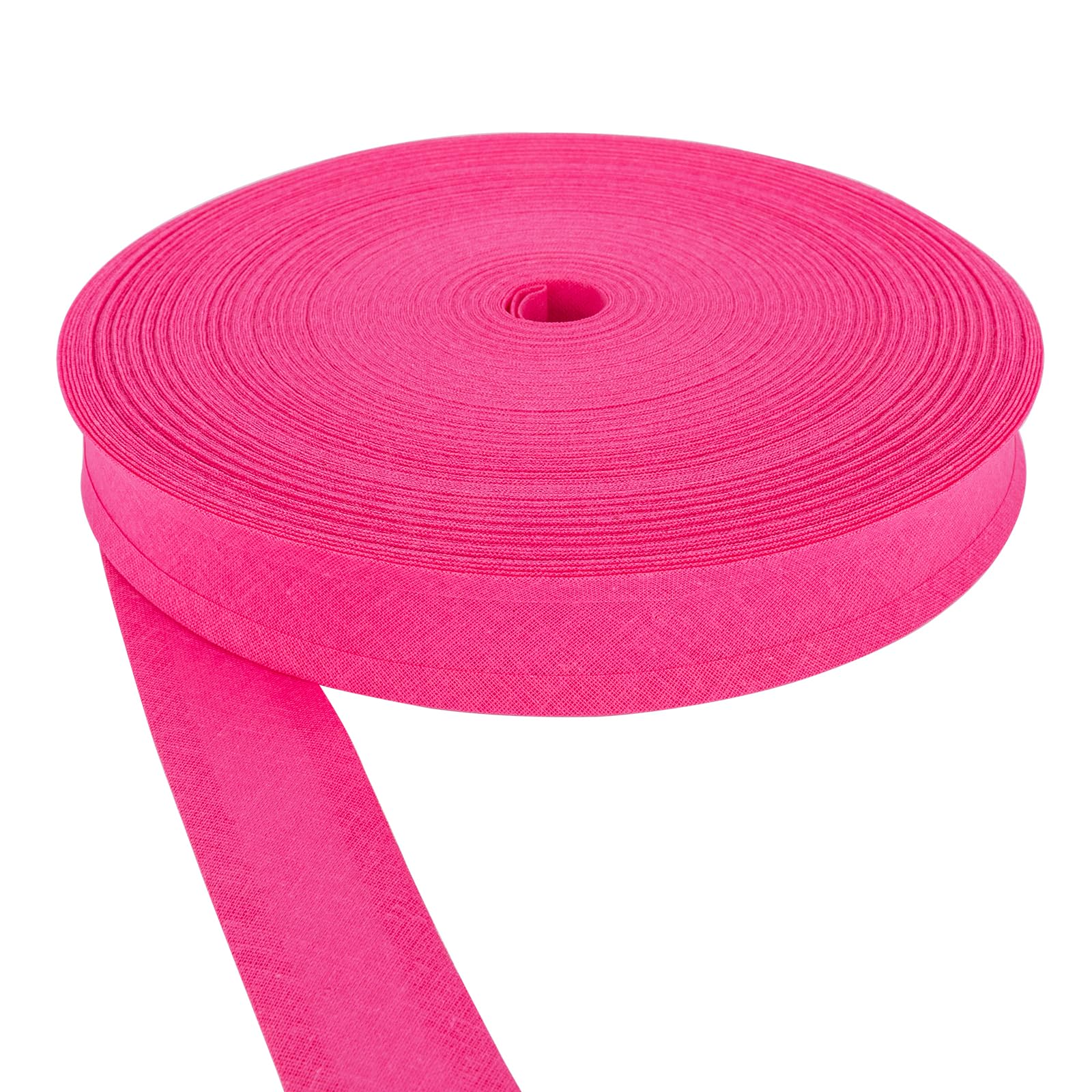 CRAFT Queen LTD Cotton Bias Binding Tape 1 Inch 25mm Wide - Sewing Tape for Haberdashery, Seam and Bunting Black White Red Navy Cream, Sewing Trimmings (Cerise,50m)