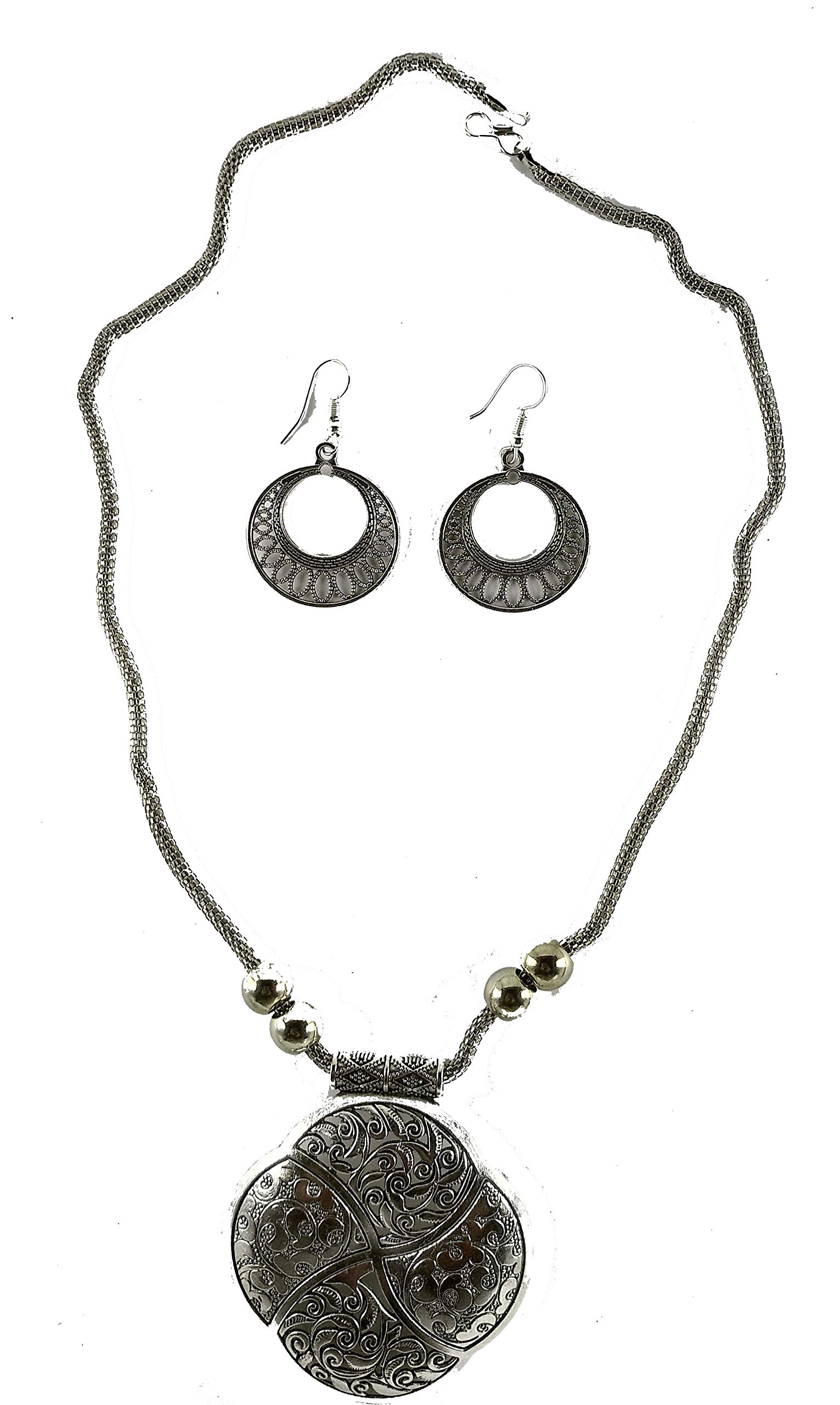 Riza Design Boho Vintage Antique Oxidized Silver Metal Chain Pendant Necklace for Women (B083ZBXG2H) Amazon Price History, Amazon Price Tracker