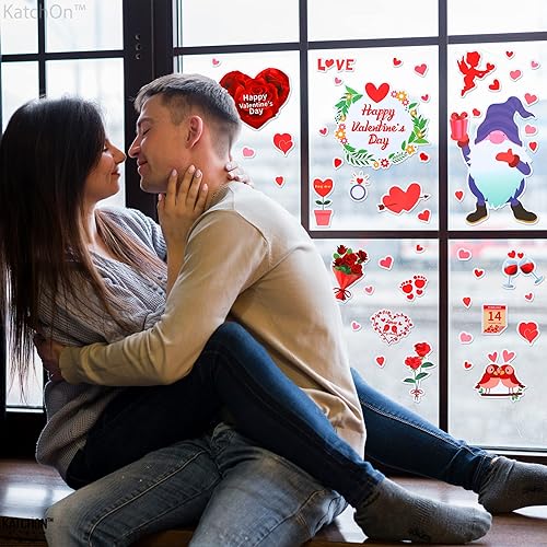 Miniatura 2 de KatchOn Adhesivos para ventana del día de San Valentín, 141 piezas, 12 x 8 pulgadas, calcomanías de vinilo para ventanas de vidrio y superficies