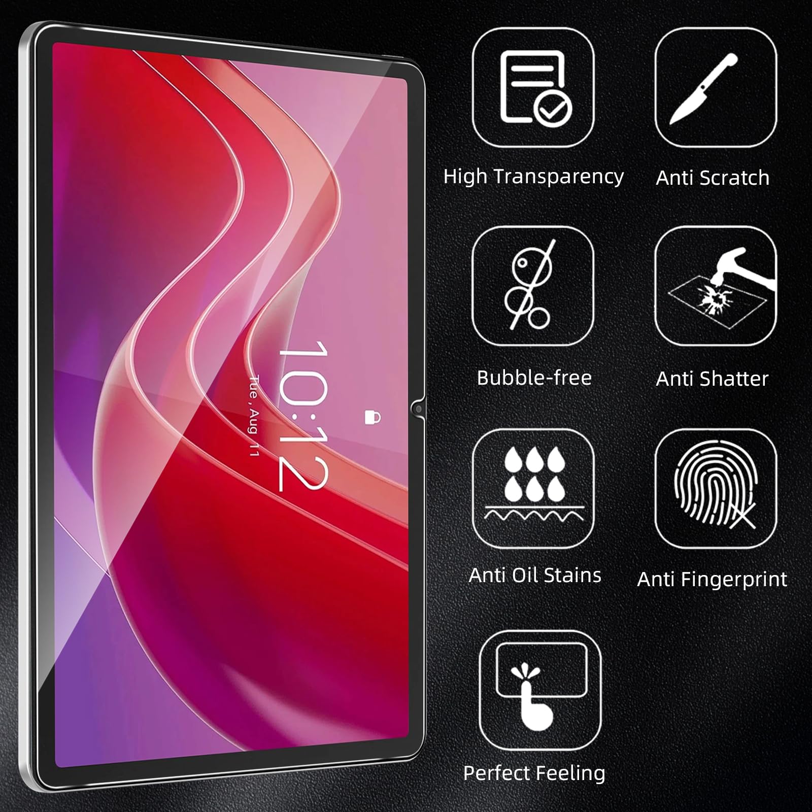 Pellicola Protettiva in Vetro Temperato 9H per Lenovo Idea Tab 11 Pollici / Tab M11 / Tab K11 (11"), 2 Pezzi, Anti-graffio
