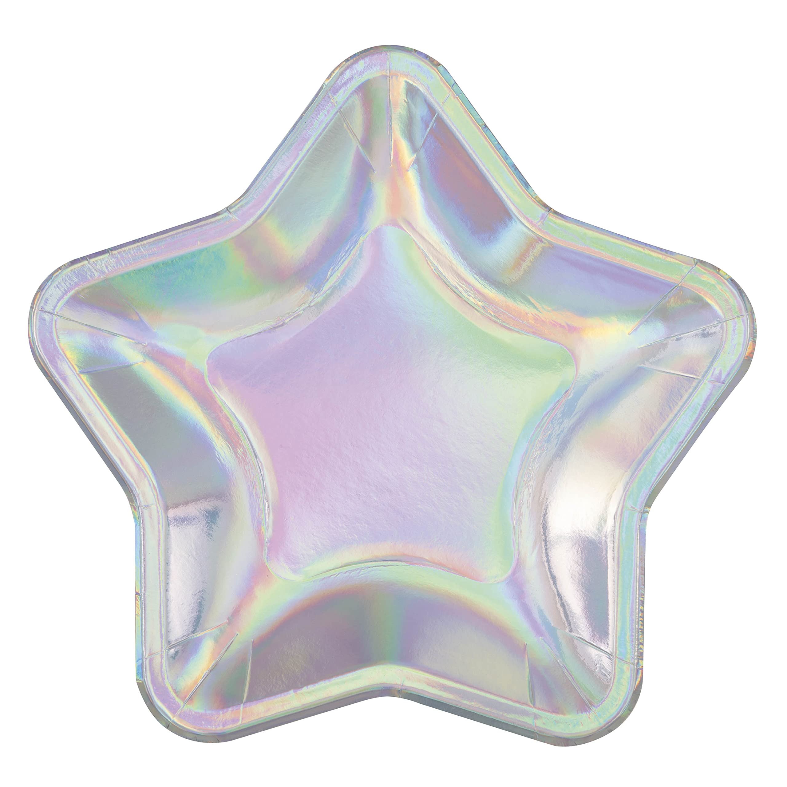 Unique26144 Foil Stamped Star Shaped Paper Plates-21 cm-Purple Galaxy Party-8 Count (Pack of 1), Multicolour
