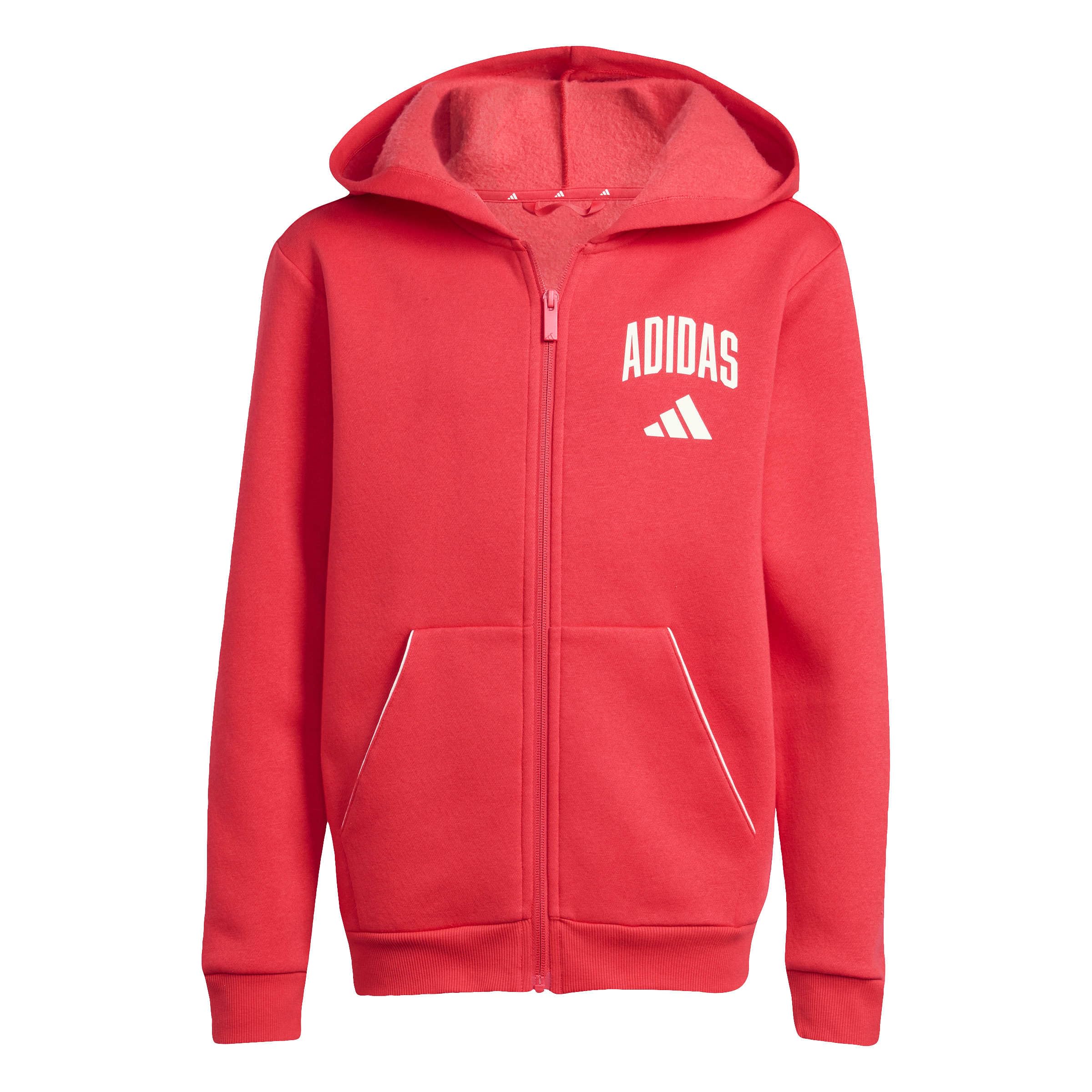 adidas Unisex Kids SEASONALS COLLEGIATE TYPOGRAPHY HOODY, pure ruby/off white, 9-10 Years