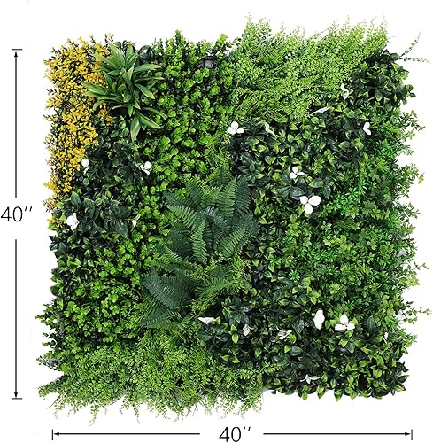 Miniatura 9 de ANMINY 16 paneles de pared de césped artificial de 10 x 10 pulgadas, telón de fondo de pared de 11 pies cuadrados gruesos de alta densidad, seto de