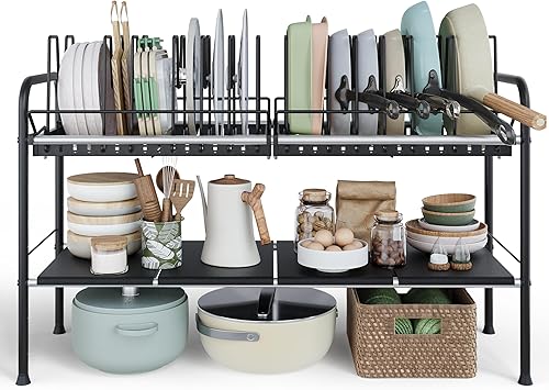 Miniatura 9 de NETEL Organizador y almacenamiento para debajo del fregadero, estante organizador expandible de 2 niveles con 8 paneles extraíbles, estante