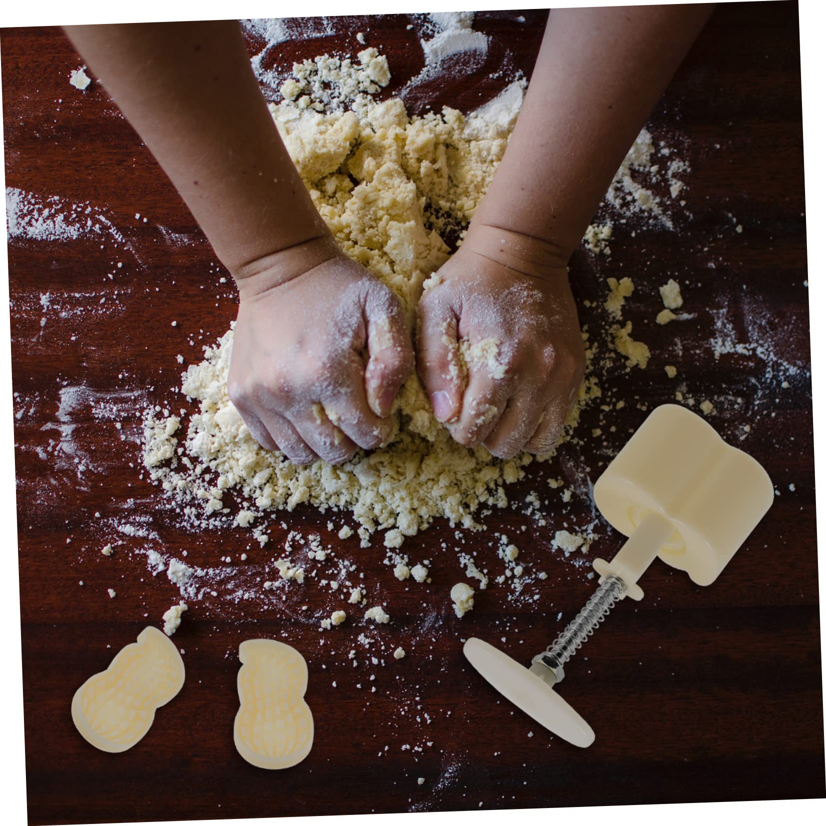 4 Sätze Mondkuchenform Backform Mit Handpresse Käsekuchenform -formpresse Stempel Zum Backen Von Keksen Kuchen-fondant- Keksausstecherform Kekspresse Weiß Plastik Amosfun
