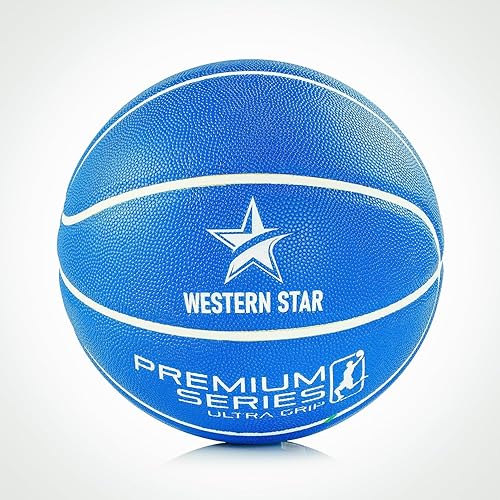Western Star Baloncesto de cuero, tamaño completo 29.5, agarre extra para jugar en interiores y exteriores, ideal para juegos de baloncesto para